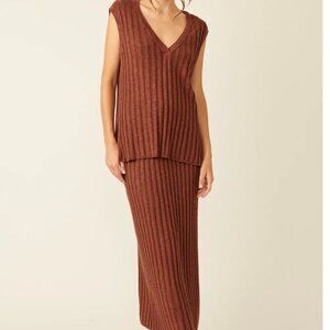Free People Veda Sweater Set - BROWN OWL